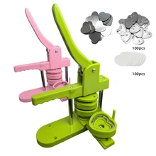 Heart-Shaped Pressing Badge Metal Toy, DIY Badge Maker Machine, Cute School Style - Green - View 1