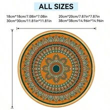 Bohemian Printed Absorbent Linen Coaster, Decoration And Placemat For Home, Office, Or Outdoor Gathering - Multicolor 4PCS/set - View 2