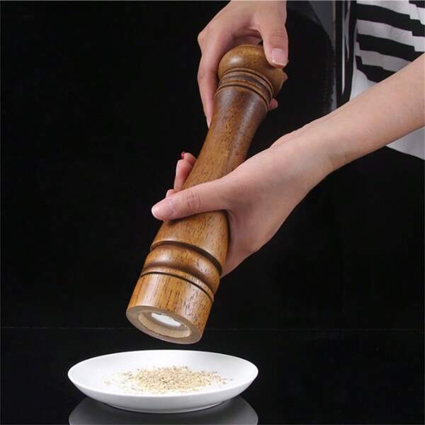 Molinillo de pimienta de roble, molinillo de pimienta manual, botella multiusos para condimentos, herramienta de molienda de cocina para el hogar