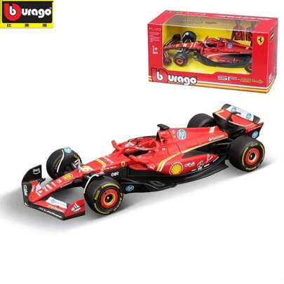 Burago 1:43 比例法拉利 SF23 和 SF24 压铸模型汽车装饰品收藏合金赛车 #16 万圣节和圣诞节的完美礼物
