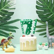 1pc/10pcs Dinosaur Birthday Candle 0-9 Green Number Cake Top For Dinosaur Theme Party Decoration