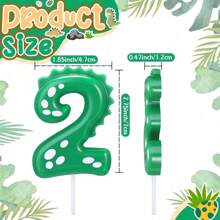 1pc/10pcs Dinosaur Birthday Candle 0-9 Green Number Cake Top For Dinosaur Theme Party Decoration