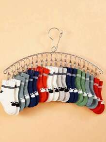 1pc 10 Clip/20 Clip Stainless Steel Clothes Hanger, Thickened Clothes Hanger Suitable For Socks, Bras, Underwear, Gloves, With Wind Proof U-Hook Outdoor Clothesline