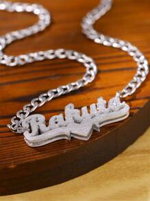 Collier personnalisé en 3D à double couche soudé avec couronne et pendentif en forme de cœur personnalisé à double pendentif. Chaîne gourmette en acier inoxydable pour homme et femme