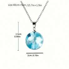 1 件蓝天白云设计透明亚克力圆形吊坠项链，创意云形珠宝，适合女性日常佩戴 - 月亮 - 查看 11