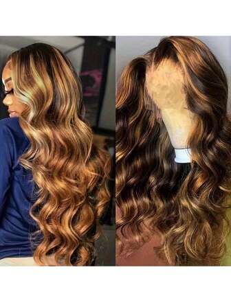 Ombre Lace Front Wig Human Hair 4/27 13x4 Body Wave Highlight Lace Front Wig Human Hair Pre Plucked With Baby Hair Honey Blonde Wig Human Hair 150% Density Colored Wigs Human Hair For Women