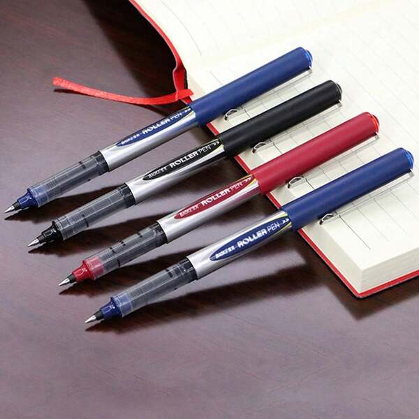 5pcs/6pcs/12pcs Black/Blue/Red Ink Rollerball Gel Pens, 0.5mm Ultra Fine Tip Rollerball Stick Pen, Smooth Writing, Suitable For Journaling Notes, Drawing School Office Stationery Back To School