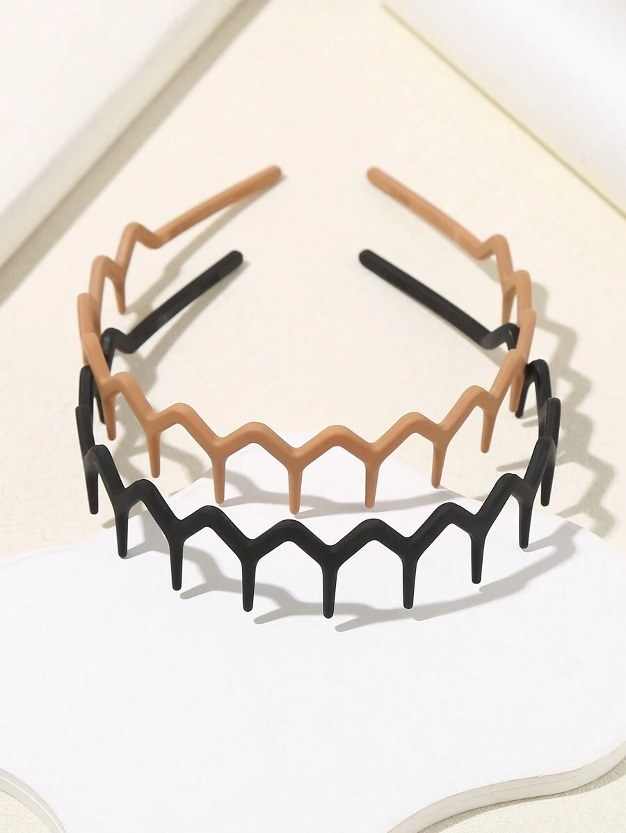 2pcs Wavy Toothed Headbands, Simple Anti-Slip Design, Suitable For Men And Women Hair Care And Makeup,Hairband,Hair Hoop ,Zig Zag Headband