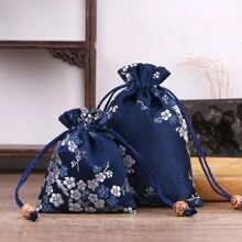 6pcs/Pack 8*10cm/10*14cm, Chinese Style Banquet Gift Pouches, Plum Blossom Pattern Pouches, Interwoven Drawstring Bags, Jewelry Pouches, Gift Packaging Bags, Bracelet Pouches, New Year & Valentine's Day Gift Bags Valentine's Day - 6pcs - View 13