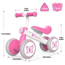 Baby Balance Bike 1/2/3 Years Old Boys & Girls Gift Durable Toddler Riding Toy With Silence Wheel Kid-Friendly Non-Slip Tires For Indoor & Outdoor Adventures Infant Balance Training Bike, Butterfly/Football/Rocket - 粉色 - 查看 4