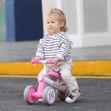 Baby Balance Bike 1/2/3 Years Old Boys & Girls Gift Durable Toddler Riding Toy With Silence Wheel Kid-Friendly Non-Slip Tires For Indoor & Outdoor Adventures Infant Balance Training Bike, Butterfly/Football/Rocket - 粉色 - 查看 6