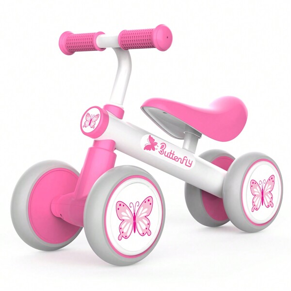 Baby Balance Bike 1/2/3 Years Old Boys & Girls Gift Durable Toddler Riding Toy With Silence Wheel Kid-Friendly Non-Slip Tires For Indoor & Outdoor Adventures Infant Balance Training Bike, Butterfly/Football/Rocket
