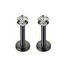 1 Pair Of 16G Stainless Steel Round Heart Five-Pointed Star Zirconia Lip Stud Nose Stud Lip Stud Monroe Lip Ring Spiral Earrings