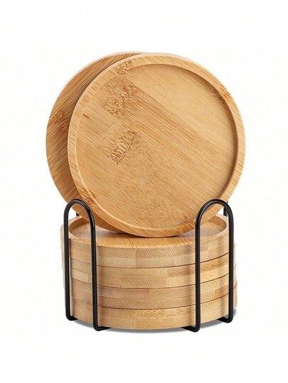 Juego de 6 posavasos de bambú con soporte, adecuado para mesas de café, posavasos de madera para macetas, protección de escritorio, regalos de inauguración de la casa, posavasos de bambú cuadrados/redondos para macetas, bandejas para bebidas, protección de escritorio para plantas de interior, decoración de oficina en el hogar, posavasos de bambú para mosaico DIY, bandejas de pedestal en blanco, posavasos para bebidas, posavasos para plantas, platos artísticos (juego de 6 piezas, mosaico no incluido)
