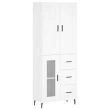 Elegant White Engineered Wood Highboard 69.80 Cm Storage Cabinet Contemporary Design - White - View 2