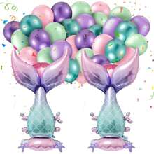 1pc Oversized 150cm Mermaid Tail Shaped Foil Balloon, Large Mermaid Theme Party Decoration, Birthday Party Photo Prop - Standing Mermaid Tail - View 7