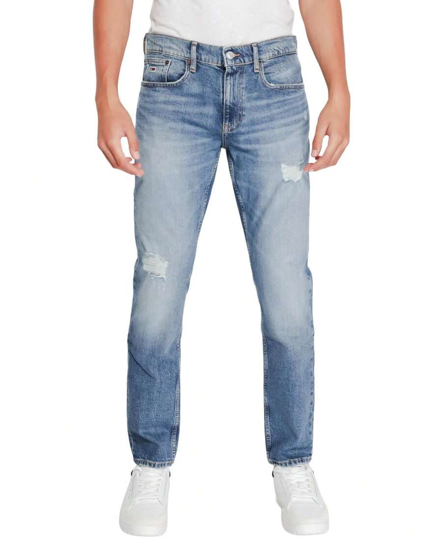 Zip And Button Jeans With Front And Back Pockets Men Blue - 藍色 - 查看 1