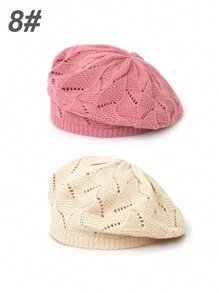 2 件/1 件女士针织镂空纯色无檐小便帽，时尚休闲百搭帽 - 彩色 - 查看 33