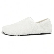 Zapatillas de felpa tipo teddy para adultos, suaves, cálidas y con estilo para usar en interiores/exteriores en casa, oficina y viajes durante el otoño, invierno y primavera. - Blanco - Ver 4