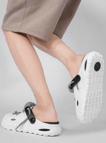 男士时尚系带淋浴凉鞋，防滑速干拖鞋，适合室内外行走，男士沙滩系带拖鞋（建议宽、长或高脚背的脚选择大一码） - 白黑 - 查看 2