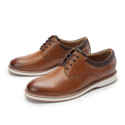 Mens Oxfords Business Dress Sneakers Casual Shoes, Round Toe, Rubber Outsole, Lightweight Soft Snug Fit Design, Brown