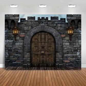 A Medieval Castle Background, Knight Decorated Castle Wall Background, Kingdom Guardian VBS Medieval Themed Party Decoration Supplies