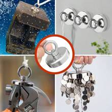 1 set Potente kit di magneti al neodimio da 75 mm (2,95 pollici) da 600 libbre con corda da 10 metri (32,8 piedi) e moschettone, per recupero in fiume