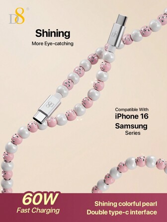 D8 USB C till typ C-kabel, (3,3 fot PD 60 W) snabbladdningskabel typ C, flätad USB-C-sladd, telefonladdare kompatibel med iPhone 16/15/15 Pro/15 Pro Max/15 Plus, iPad Pro, Air5, Air S22 Note 20, iPad Pro-surfplattor etc., julklapp, alla hjärtans dag-present, julklappar kompatibel med iPhone 16, 16 Pro Max, 15, 15 Plus, 15 Pro, 15 Pro Max, kompatibel med Redmi, kompatibel med OnePlus Nan