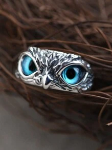 1pc Vintage Silver Owl Ring, Unique Style Fashion Jewelry For Men And Women