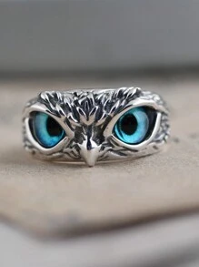 1pc Vintage Silver Owl Ring, Unique Style Fashion Jewelry For Men And Women