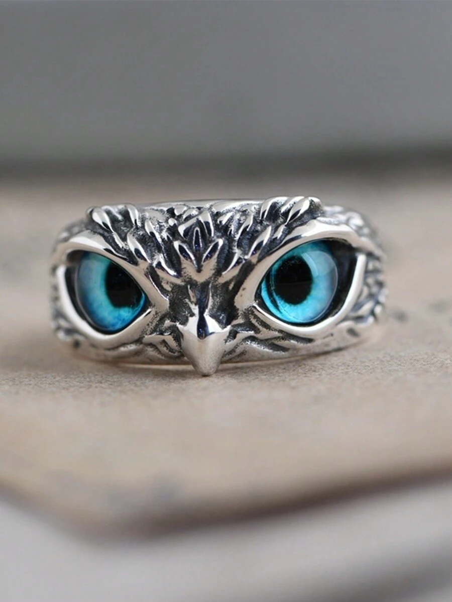 1pc Vintage Silver Owl Ring, Unique Style Fashion Jewelry For Men And Women
