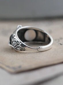 1pc Vintage Silver Owl Ring, Unique Style Fashion Jewelry For Men And Women