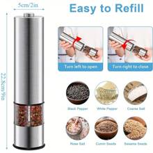 1/2pcs Electric Salt And Pepper Grinder Kit, Automatic One Handed Stainless Steel Grinder With Light And Adjustable Thickness, Battery Powered, Best Thanksgiving And Christmas Kitchen Gift, Practical Kitchen Tool - Multicolor - View 7