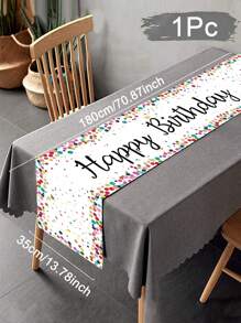1pc 35*180cm Colorful Dot Style Happy Birthday Table Runner, Birthday Babe Shower Party Family Holiday Party Decoration Supplies, Room Table Decoration Supplies, Table Cloth Table Cover - Happy Birthday - View 9