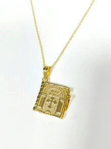 Retro Openable Bible Book Religious Cross Necklace Ramadan Blessing Accessories - Multicolor - View 6