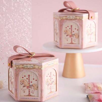 5pcs Birthday Cute Gift Bag, Empty Box, Souvenir Gift Box, Carousel Design Valentine's Day