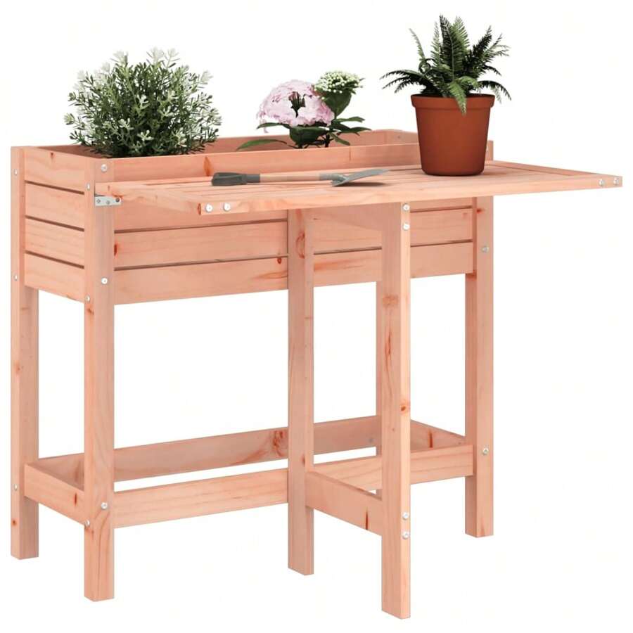Solid Wood Douglas Garden Planter With Detachable Folding Tabletop For Outdoor Use - Brown - View 1