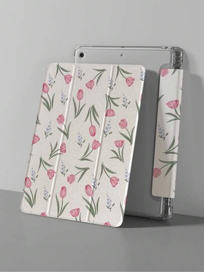 1 قطعة حالة حماية TPU ناعمة ذات طبعة زهرية صغيرة على شكل زهرة التوليب، حماية كاملة للحواف، متوافقة مع أجهزة iPad Mini 6/9.7/10.2/10.5/Air 4/Air 5/10th/10.9/Pro 11/Air 11(M2)/Pro 11(M4) 2024، بدون قلم