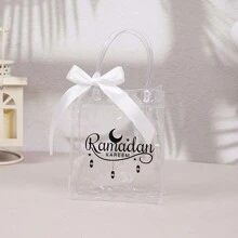 5 sztuk Eid Mubarak torba prezentowa Ramadan Kareem woreczek z tworzywa sztucznego woreczek na ciasteczka i cukierki muzułmańskie islamskie artykuły dekoracyjne na imprezę Ramadan