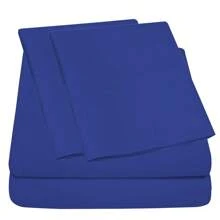 Luxurious Ultra Soft 4-Piece Bamboo Fiber Bed Sheet Set With Deep Pockets - Full Size - Indigo Blue - View 3