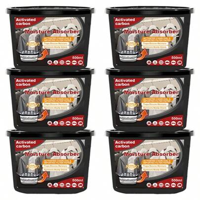 Feuchtigkeitsabsorbierende Entfeuchter Box, tragbare Trockenmittel Box für Badezimmer, Schrank und Auto, Aktivkohle Luftentfeuchter, schwarz