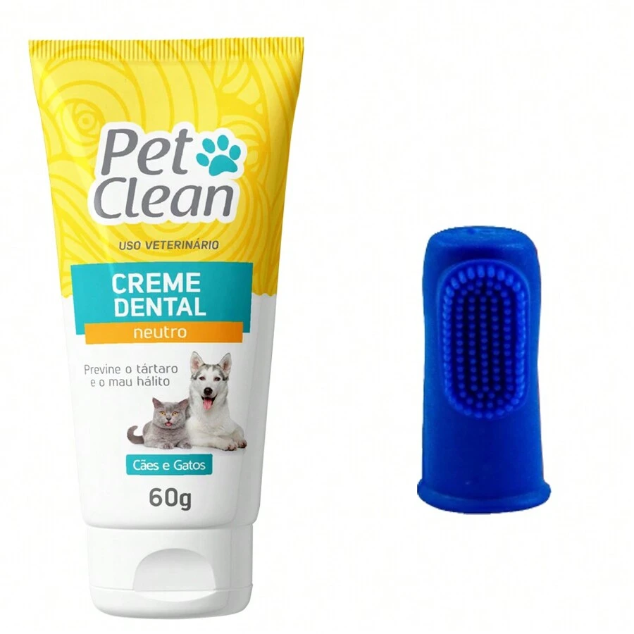 Pet Clean Toothpaste + Finger Brush Kit For Dogs And Cats - Amarillo - Ver 1