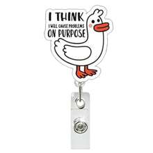 1 件旋转徽章夹，带有树懒、鹅、黑猫、老鼠图案，易于拉动，医疗保健礼品，学校用品，返校 - 彩色 - 查看 8