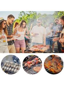 Galvanised Steel Folding Grill With Handles, 30 X 30 Cm Square Grid, With Pin To Close The Grill, Ideal For Fish, Skewers, Chicken, Meat, Charcoal Or Smoked Vegetables. - 淺灰色 - 查看 8