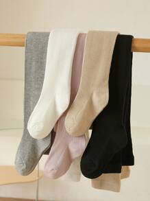 1 Pair Of Pantyhose, Solid Color Series Fall/Winter Pantyhose Girls' Leggings Plus Fleece Thickened Baby Tights For Warmth.