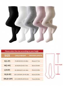 1 Pair Of Pantyhose, Solid Color Series Fall/Winter Pantyhose Girls' Leggings Plus Fleece Thickened Baby Tights For Warmth.