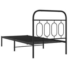 Stylish Black Bed Frame With Headboard 80x200cm Modern Design No Mattress Included - Black - View 5