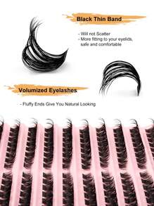 Sibeuna 160 cụm mi giả D-Curl 8-16mm, Bộ 100 cụm mi giả mềm mại, Cụm mi giả dày, Mi giả riêng lẻ, Cụm mi giả lông chồn, Mi giả dày - màu đen - Xem 2