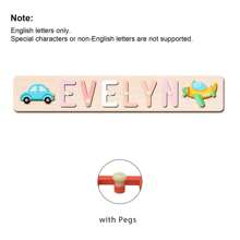 [Customized Puzzle] 1pc Personalized Name Puzzle, Wooden Name Puzzle, Automotive Style, Suitable For Christening, Birthday, Christmas, New Year Gifts, Supporting Only English Letters, Exquisite 1st Birthday Gift For Boys And Girls - Multicolor - View 13