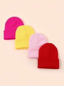 4 chiếc mũ len trẻ em, mũ len beanie màu trơn ấm áp cho bé trai và bé gái, thích hợp cho hoạt động ngoài trời và mặc hàng ngày - Nhiều màu - Xem 19